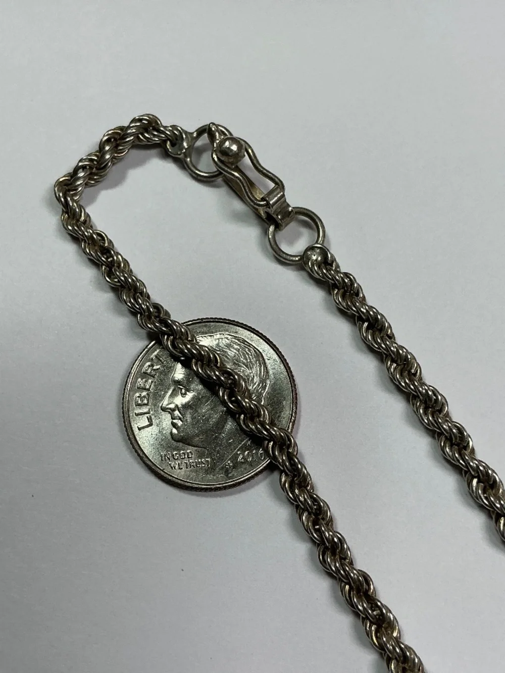Sterling Silver Rope Style Bracelet. 7.5 inches long